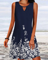 Ärmlös klänning med blommönster